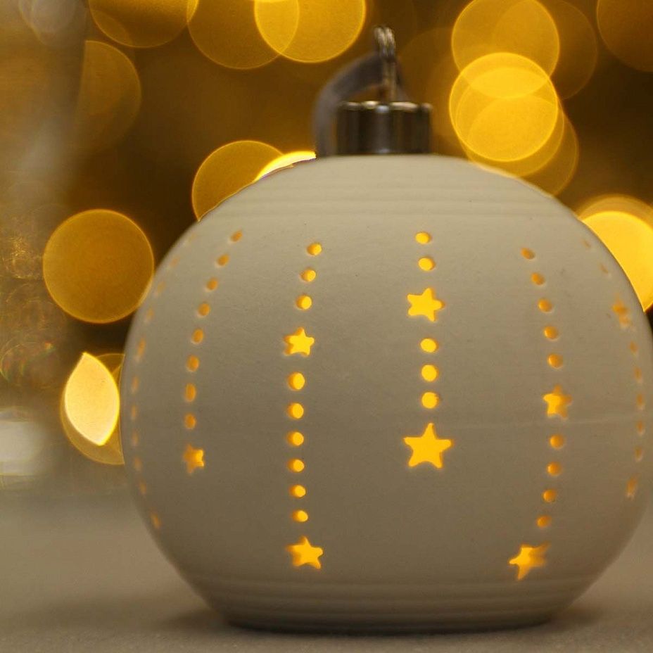 Светящийся шар Звездопад 9 см, керамика2