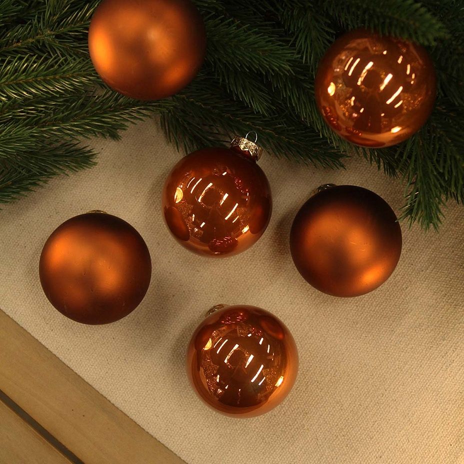 Набор шаров база охра 8 см 6 шт, стекло2