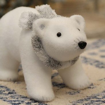 Белый мишка в сером шарфе маленький 35х18 см1