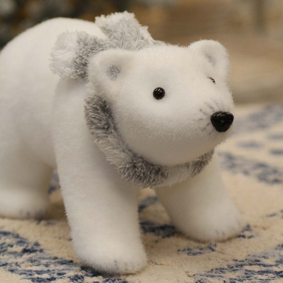 Белый мишка в сером шарфе маленький 35х18 см2