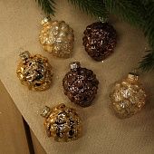 Набор сосновых шишек 6 шт шоколад-жемчуг-золото