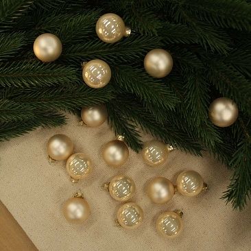 Набор шаров база шампань 3,5 см 16 шт, стекло1