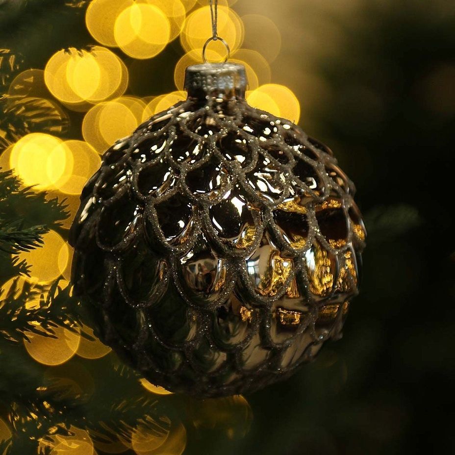 Шар Артишок серебро 10 см 56152