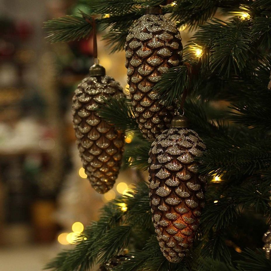 Набор шишек шоколадных с блеском 17 см, 3 штуки2