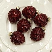 Набор сосновых шишек 6 шт темный бордо