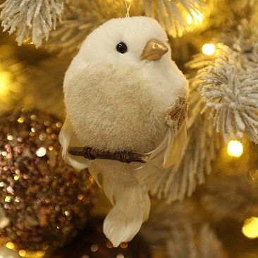 Птичка молочная на веточке 14 см 43241