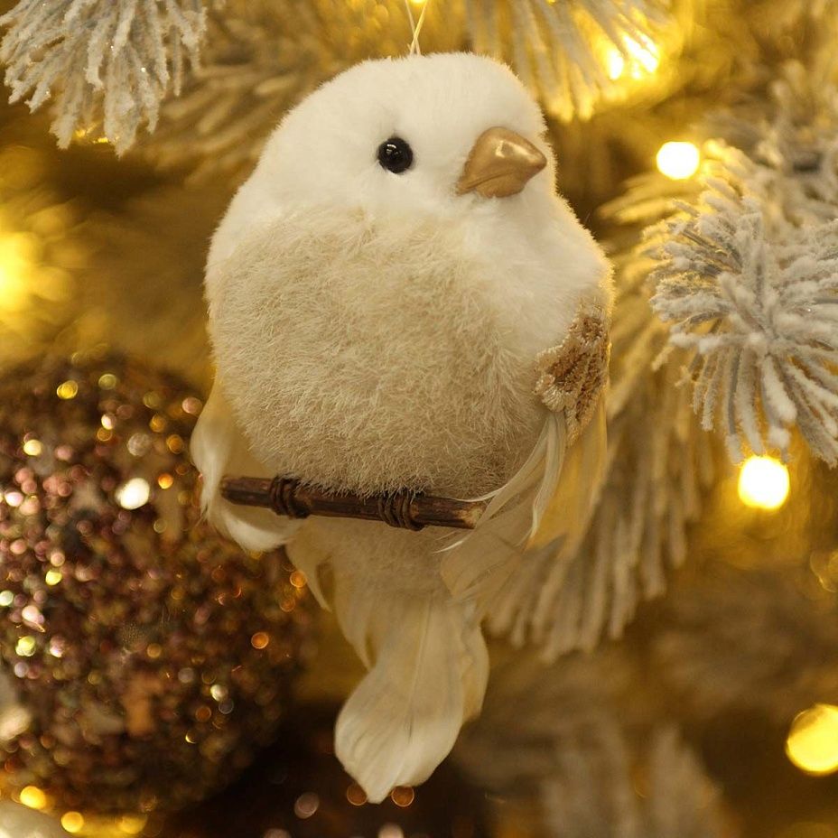 Птичка молочная на веточке 14 см 43242