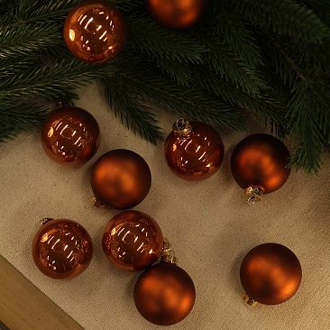 Набор шаров база охра 6 см 10 шт, стекло1