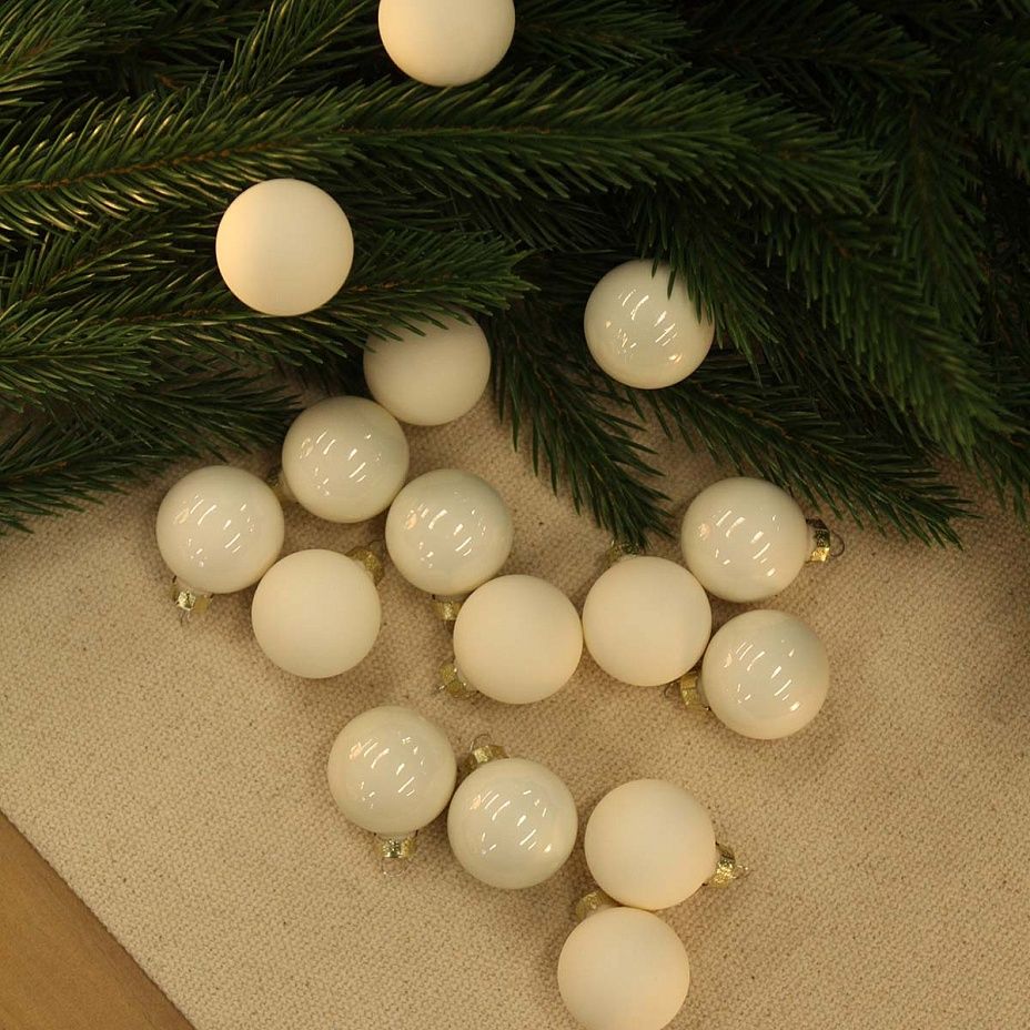 Набор шаров база молочный 3,5 см 16 шт, стекло2