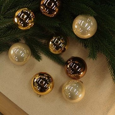 Набор шаров база шоколад-жемчуг-золото 7 см 8 шт, стекло1