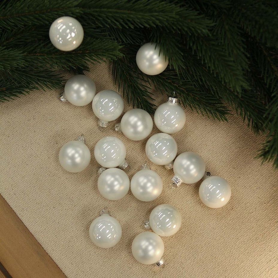 Набор шаров база белый 3,5 см 16 шт, стекло2