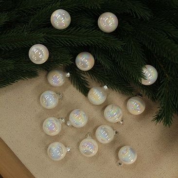 Набор шаров база перламутровый белый 3,5 см 16 шт, стекло1