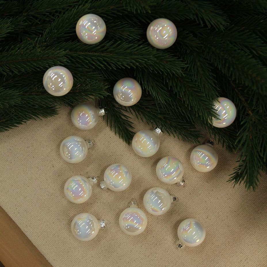 Набор шаров база перламутровый белый 3,5 см 16 шт, стекло2