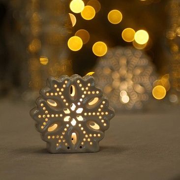 Светящаяся Снежинка 8 см, керамика1