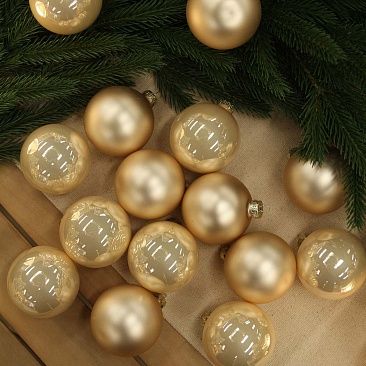 Набор шаров база шампань 8 см 16 шт, стекло1