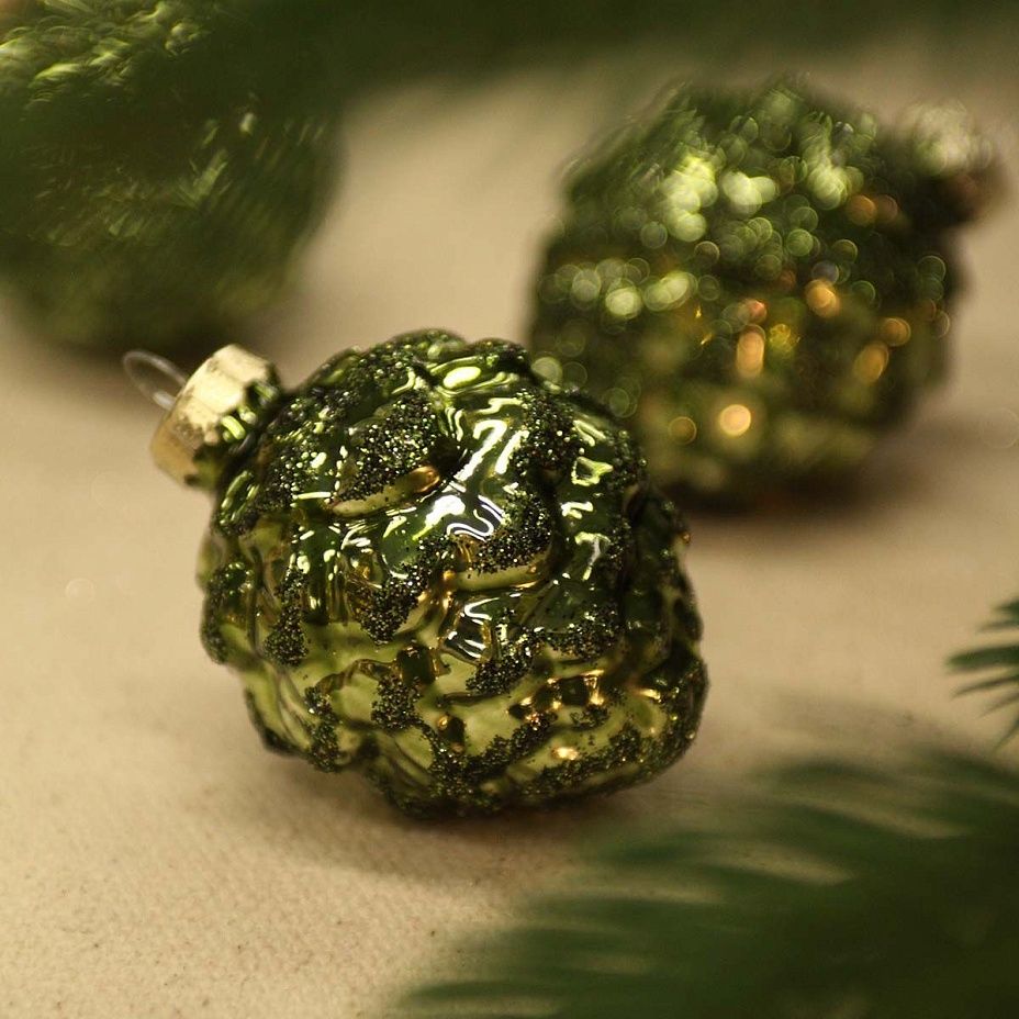 Набор сосновых шишек 6 шт зеленый2