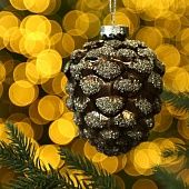 Шишка кедровая 10 см шоколад с блестками 1222