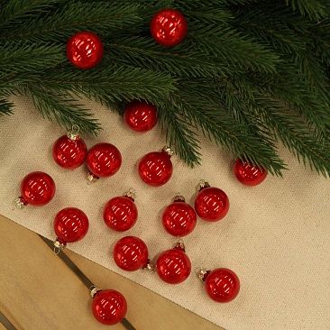 Набор шаров база карамельный красный 3,5 см 16 шт, стекло1