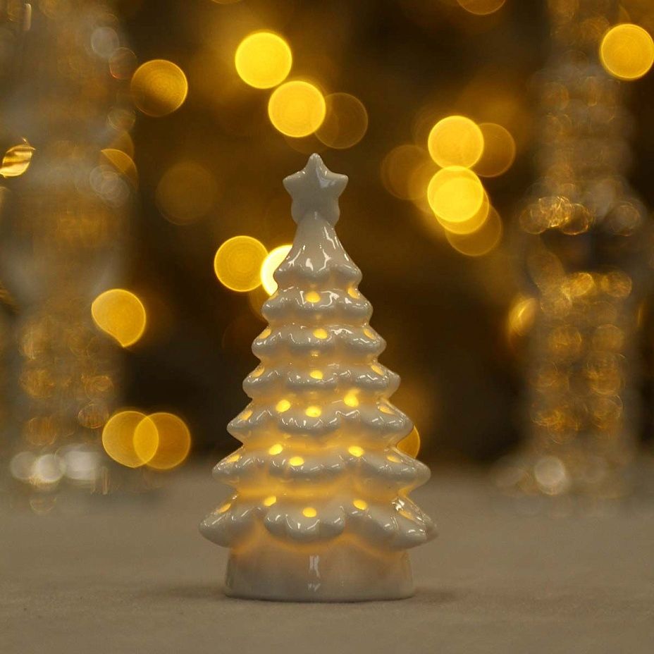 Светящаяся елочка 12 см, керамика2