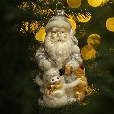 Дед Мороз со снеговичком 13 см, стекло1