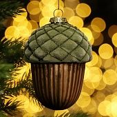 Желудь с бархатом серо-зеленый 12см 8120