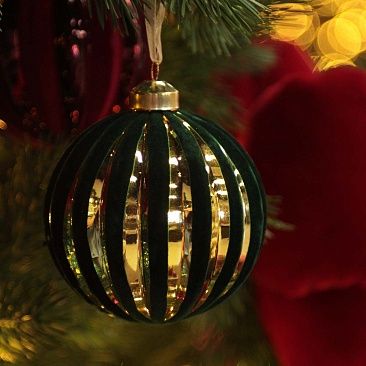 Шар Рубчик золотой с бархатом 10 см 5500 зеленый1