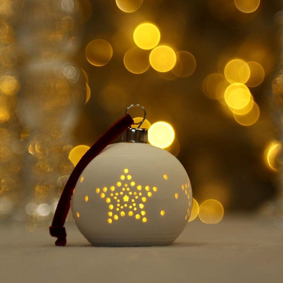 Светящийся шар Звезда 6 см, керамика2