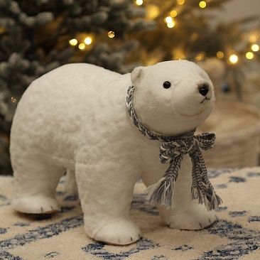 Белый мишка в сером шарфе побольше 55х29 см1