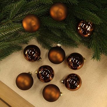 Набор шаров база коричневый 6 см 10 шт, стекло1