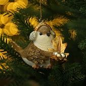 Воробей с листиком 6 см 4373