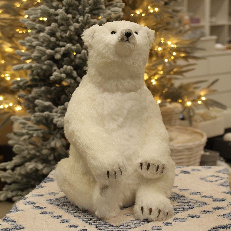 Белый медведь сидит 58 см 30592