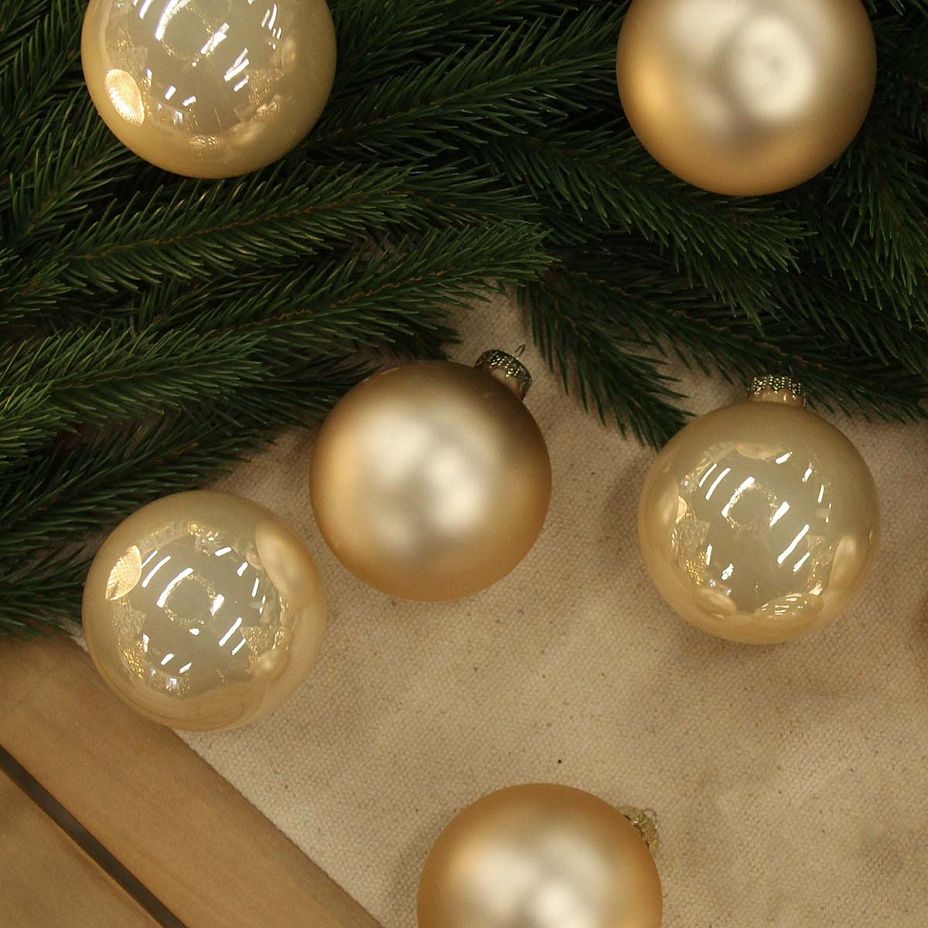 Набор шаров база шампань 8 см 6 шт, стекло2