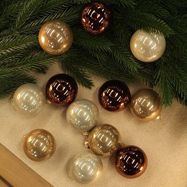 Набор шаров база кофейный микс 6 см 12 шт, стекло1