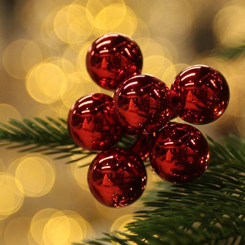 Пучок красный 3 см 6 шт, стекло 80972