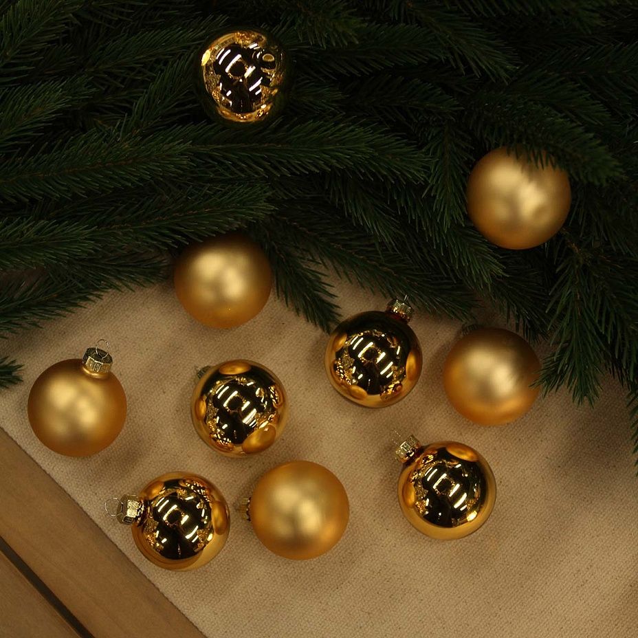 Набор шаров база золото 6 см 10 шт, стекло2