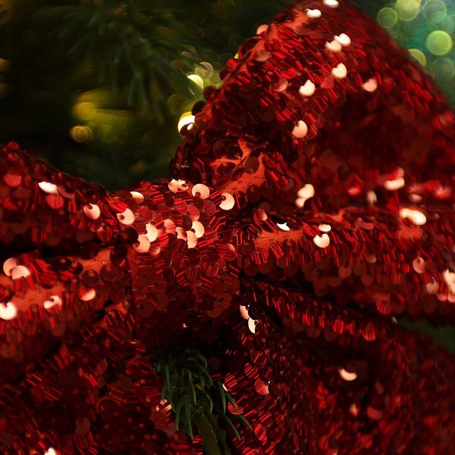 Бант с пайетками карамельный красный 25*28 см2