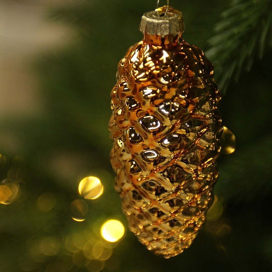 Шишка еловая золотая 10 см 18412