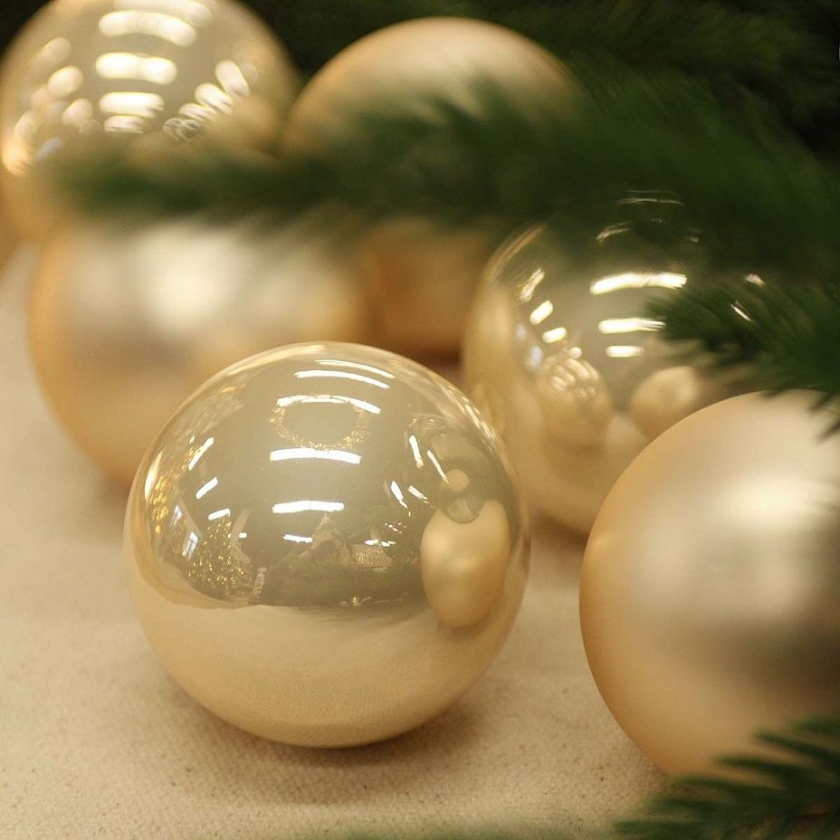 Набор шаров база шампань 8 см 6 шт, стекло2