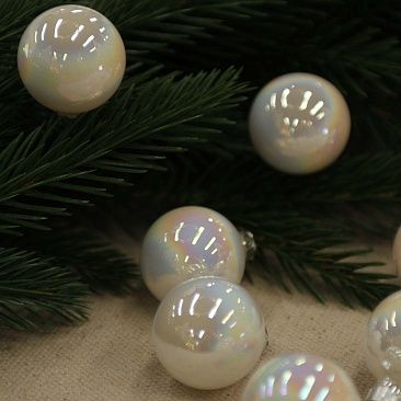 Набор шаров база перламутровый белый 3,5 см 16 шт, стекло1