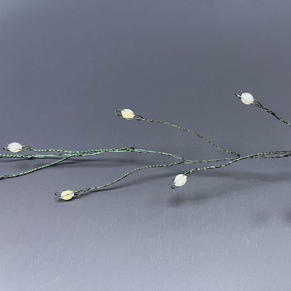 КАПЕЛЬКИ МАКРО, электрогирлянда на зеленом металлическом проводе, теплый белый свет (15м | 600л)