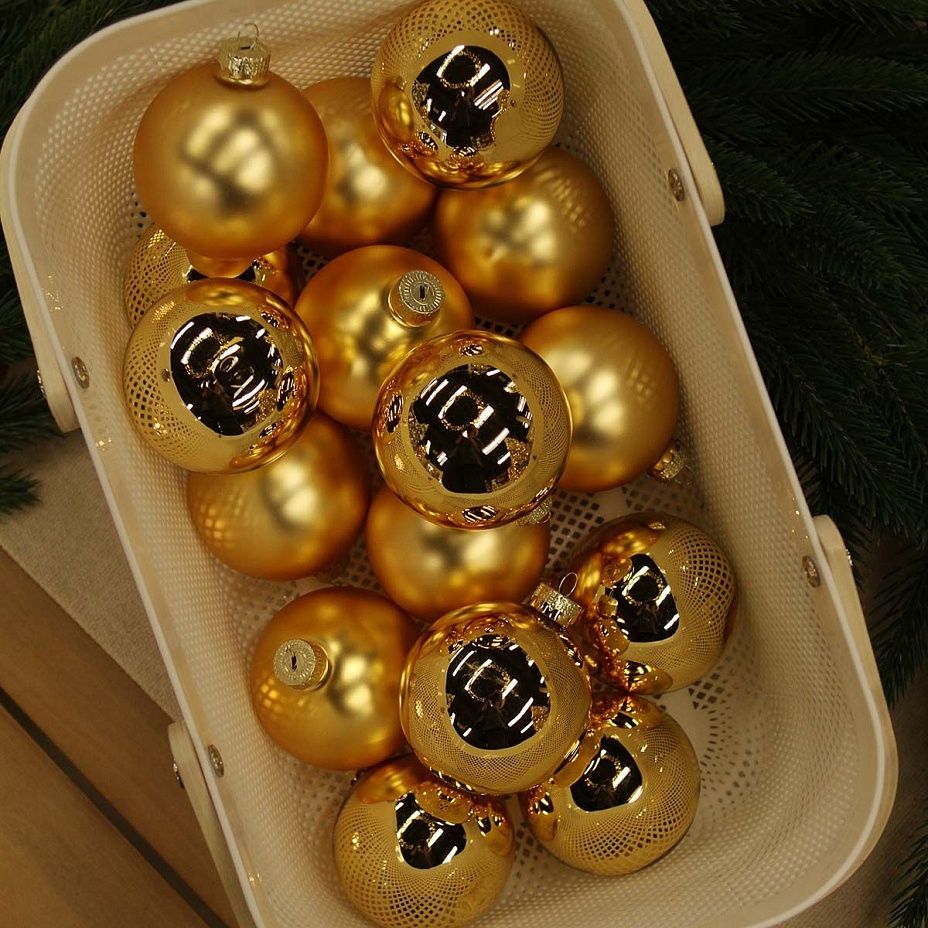 Набор шаров база золото 8 см 16 шт, стекло2