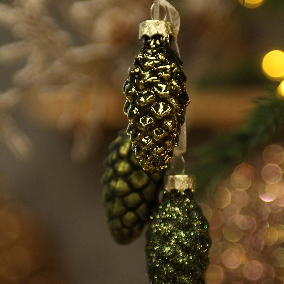 Связка шишек 3 шт - зеленые лесные2