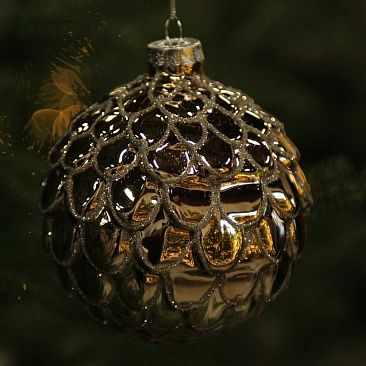 Шар Артишок серебро 10 см 56151