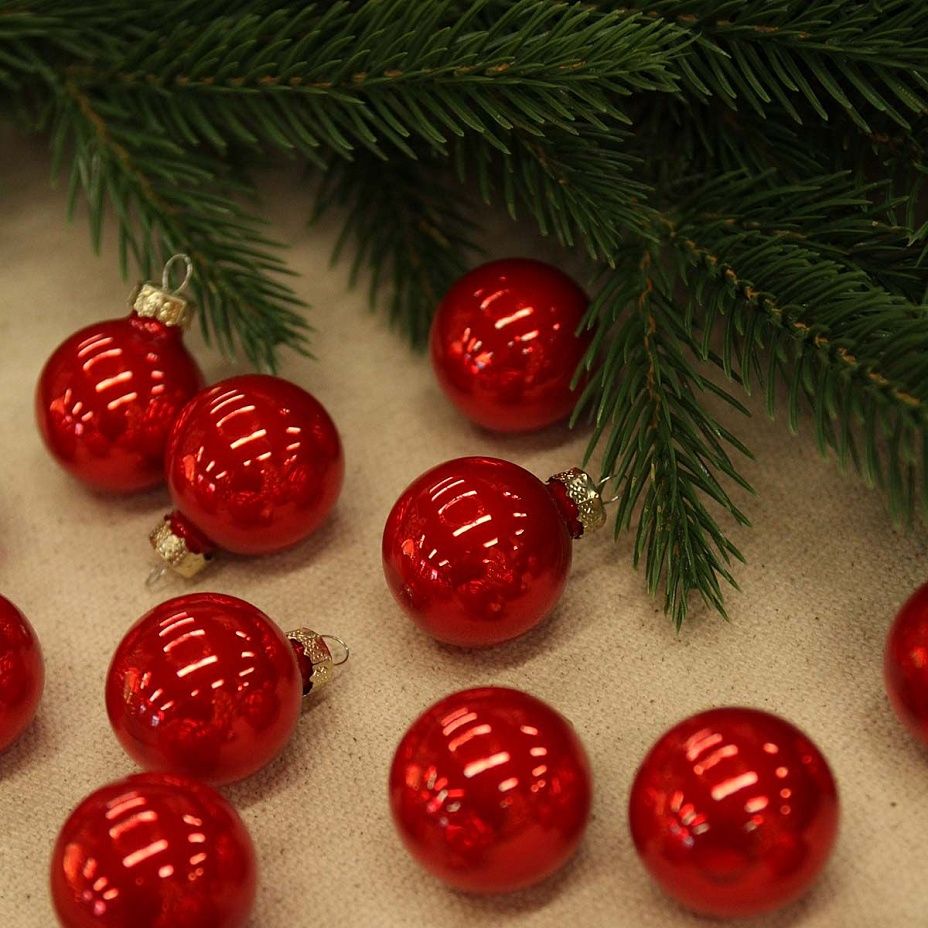 Набор шаров база карамельный красный 3,5 см 16 шт, стекло2