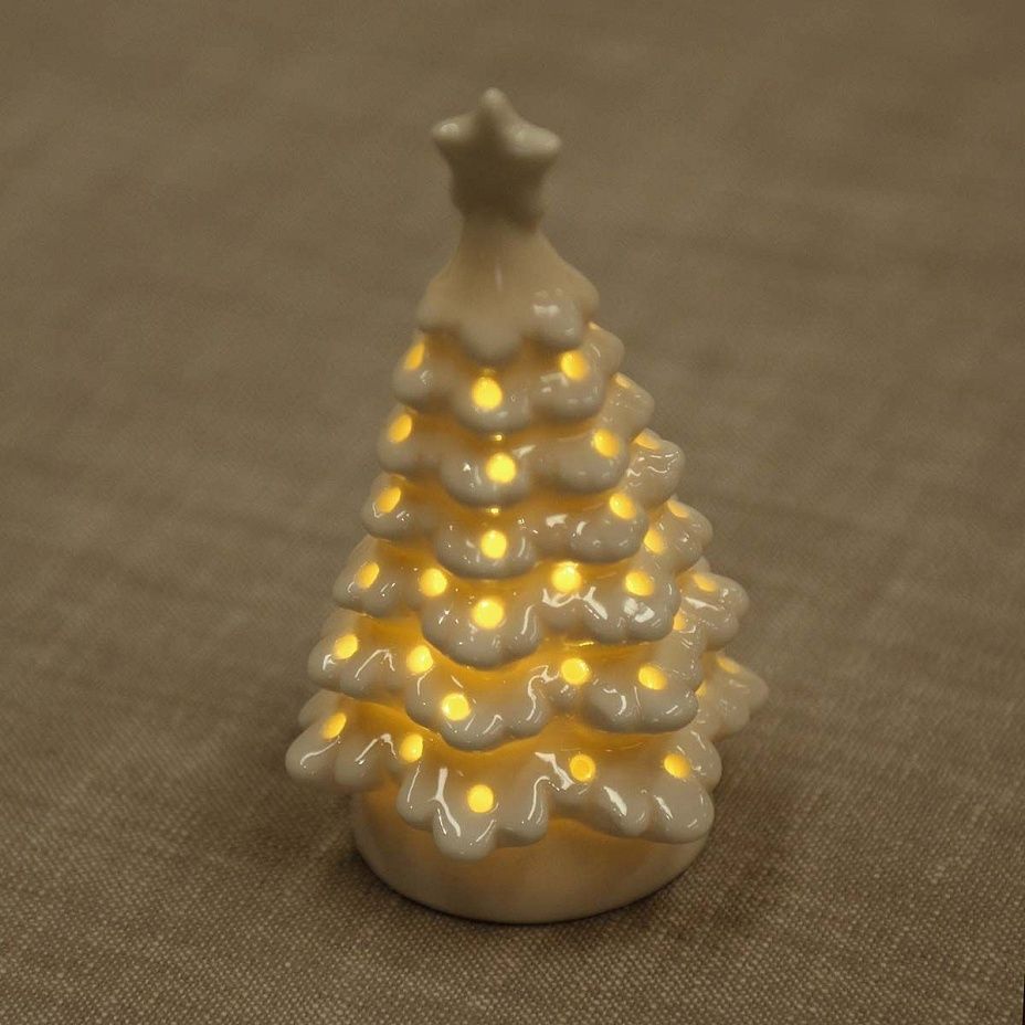Светящаяся елочка 12 см, керамика2