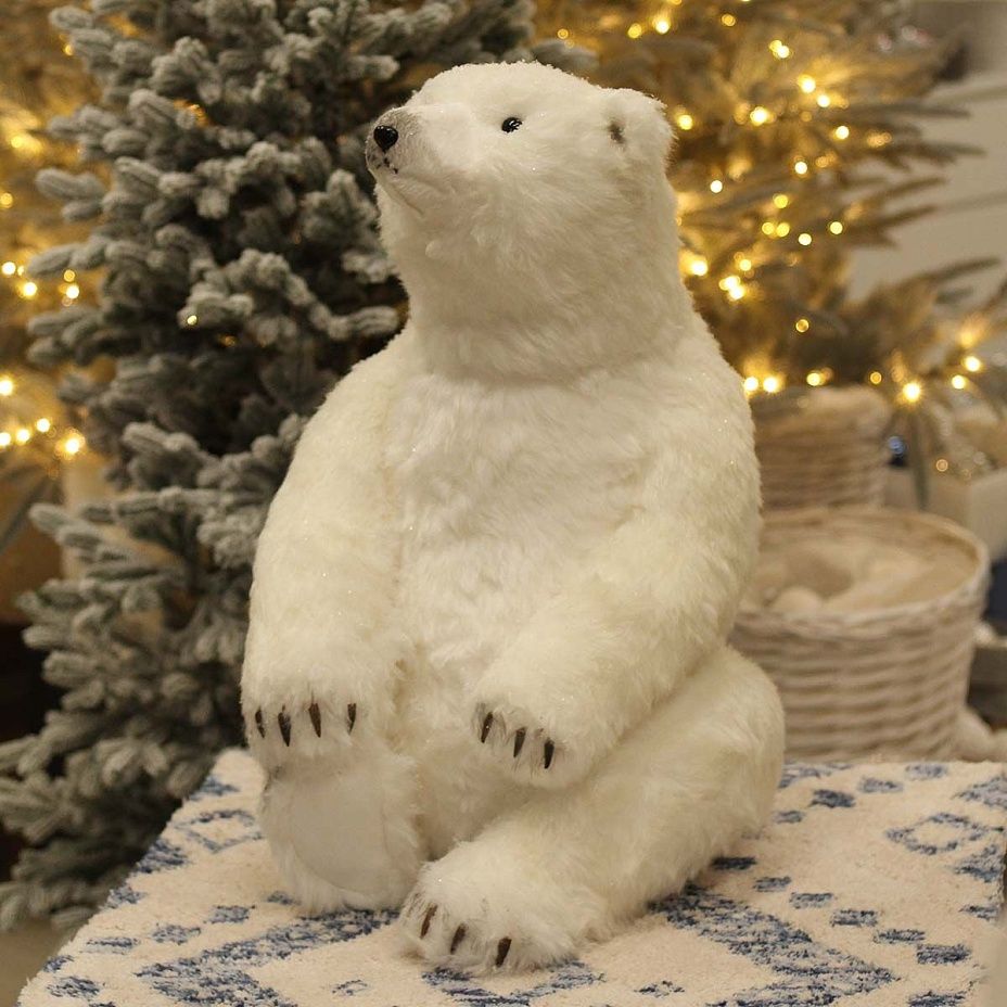 Белый медведь сидит 58 см 30592