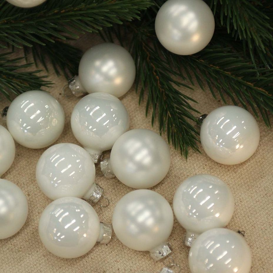 Набор шаров база белый 3,5 см 16 шт, стекло2