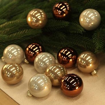 Набор шаров база кофейный микс 6 см 12 шт, стекло1