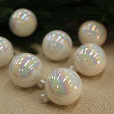 Набор шаров база перламутровый белый 6 см 10 шт, стекло1