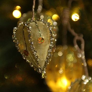 Ветка физалиса премиум с тканью зеленая1